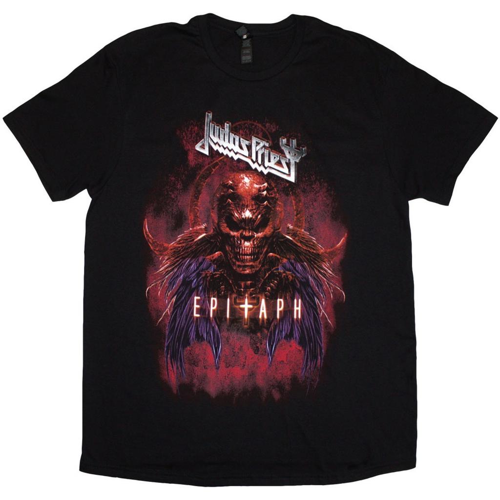 Judas Priest Epitaph Red Horns Black T Shirt New