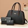 New High Appearance Level Handbag Three-piece Fashion Patchwork Handbag Stripe Design High Appearance Level Shoulder Bag