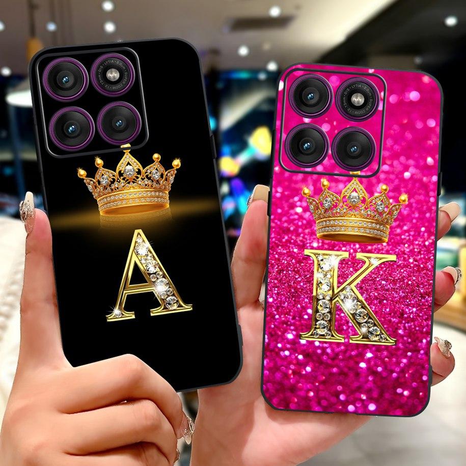 Чехол для Motorola Edge 60 Pro 2025 Роскошные Буквы Короны Мягкий Силикон Черная Крышка Телефона Для Moto Edge 60 Fusion 60s Edge60 Funda