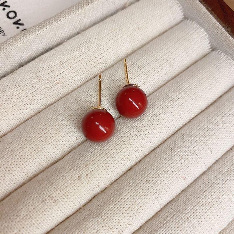 Серебряная игла Красные геометрические серьги-гвоздики Ankara женские корейский ins модный дизайн серьги высококачественные изысканные серьги
