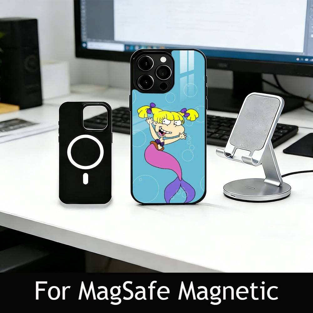 Чехол для телефона Rugrats A-Angelica для iPhone 17, 16, 15, 14, 13, 12, 11 Plus, Pro, магнитный с Magsafe, беспроводная зарядка