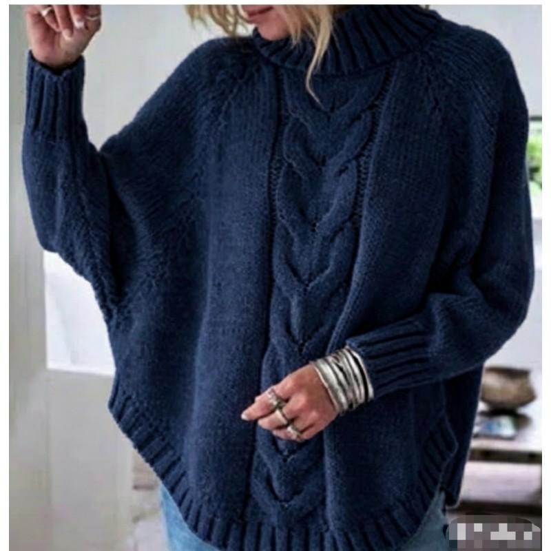 Womens Oversized Batwing Sleeve Turtleneck Knit Sweater Fall Winter 2026 Cable Loose Fit