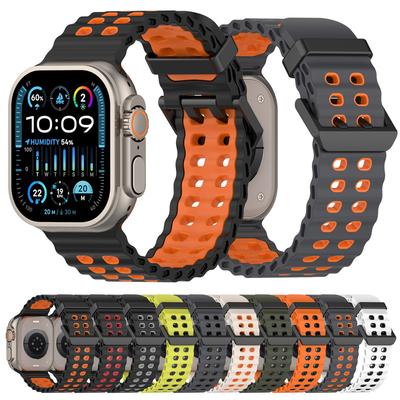 Двухцветный ремешок Ocean для Apple Watch Ultra 2 Band 49 мм 46 мм 45 мм 44 мм 42 мм спортивный силиконовый браслет iWatch series 10 9 8 7 6 SE band