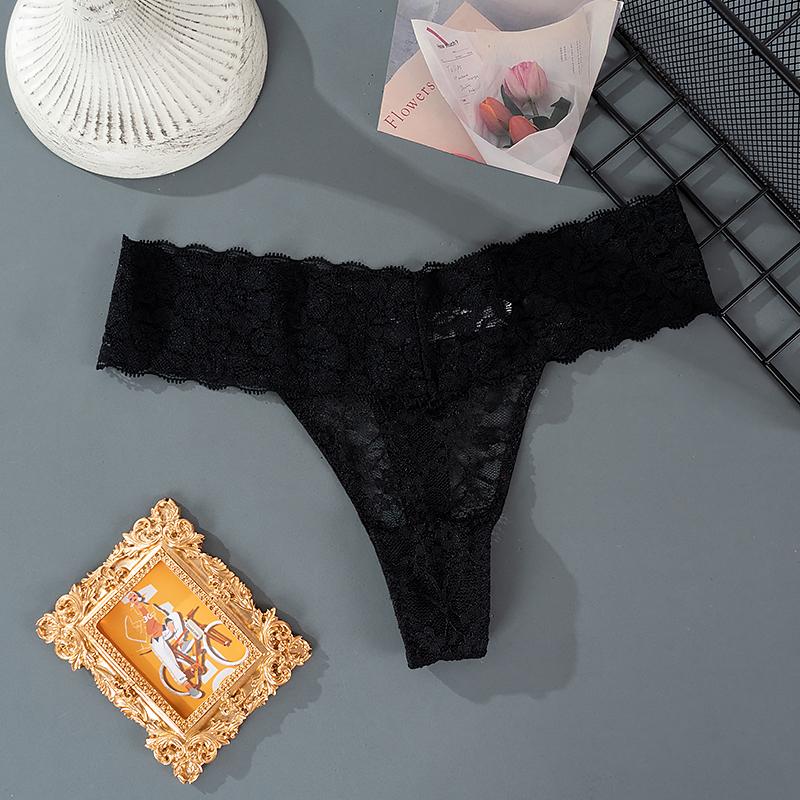 Женские сексуальные кружевные трусики с низкой талией, цветочные стринги, нижнее белье, женское соблазнительное нижнее белье-стринги