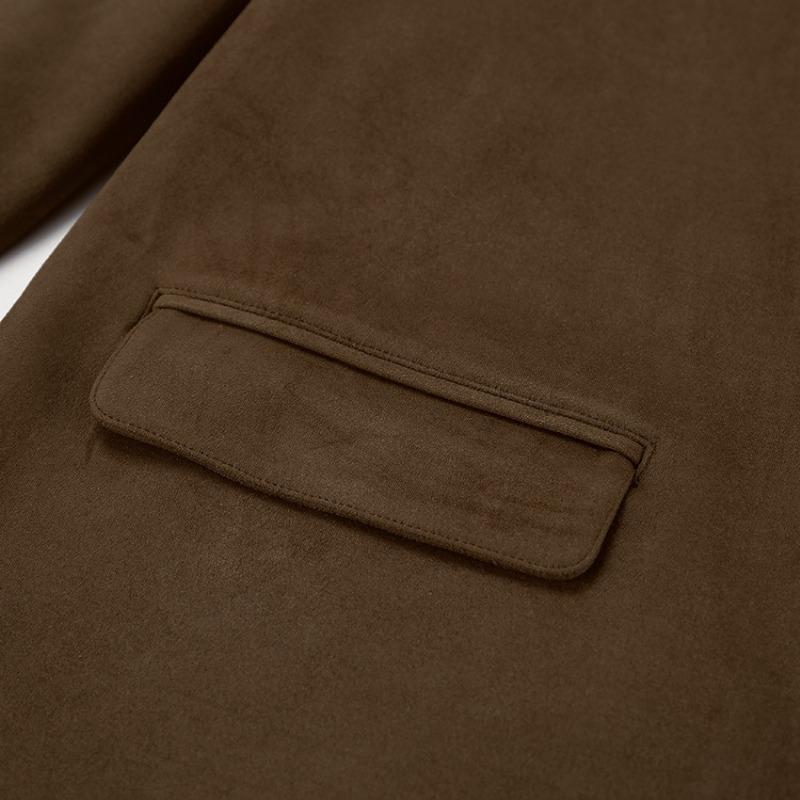 Осенне-зимнее винтажное замшевое пальто женское Design Sense утолщенное пальто средней длины с лацканами куртка женская одежда для поездок на работу