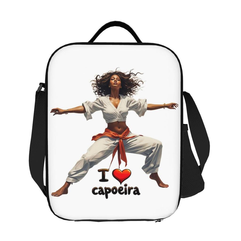Dynamic Capoeira Art I Love Capoeira Design Insulated Lunch Bag for Women Kids Leakproof Food Boxes Thermal Lunch Box Tote