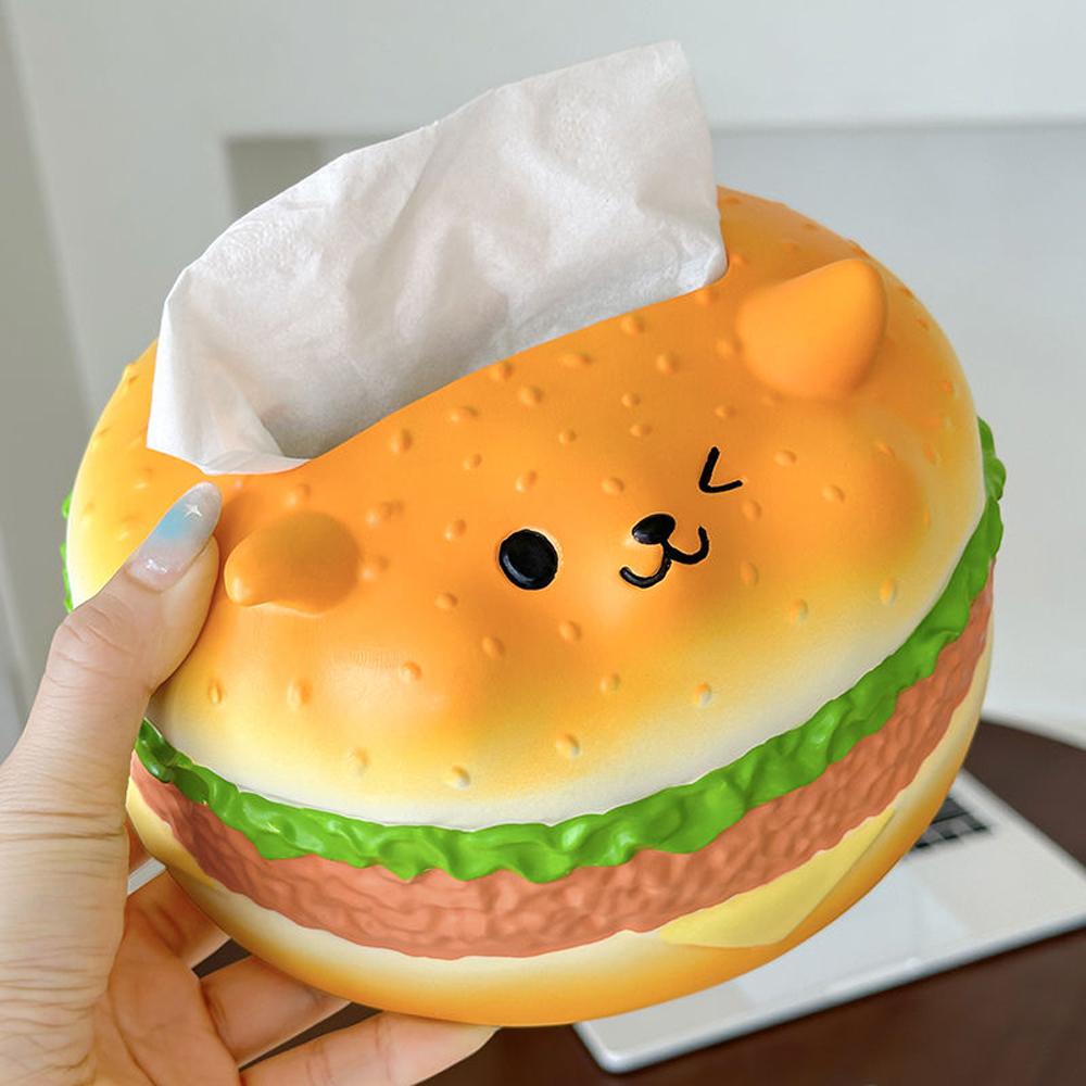 Figure Model Burger Dog Tissue Box Decorative Hamburger Fun Tissue Box  Home Decoration