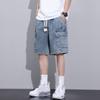 Men's Summer Loose Vintage Five-quarter Pants Workwear Denim Shorts