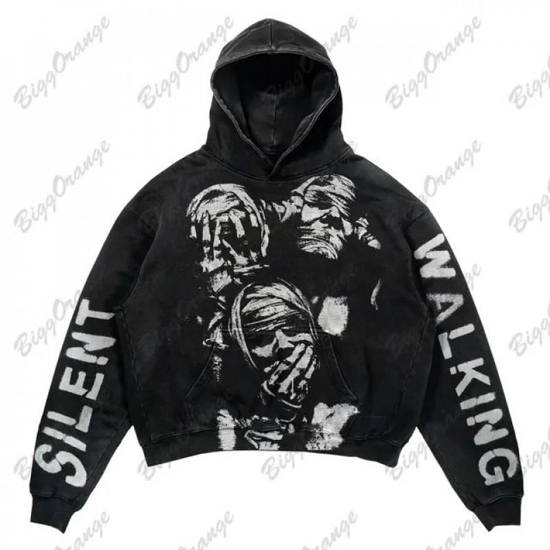 2026 Streetwear Skull Hoodie Unisex Loose Fit Long Sleeve Digital Print Casual Sweatshirt Teens Adults