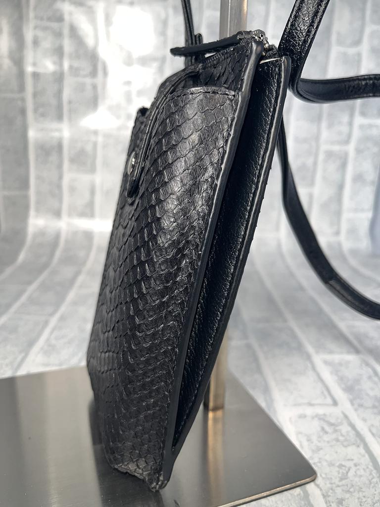 Smartphone Shoulder Pochette with Wallet Function Travel Pochette 3WAY Vertical Python Genuine Leather Snakeskin Snakeskin Snakeskin Smartphone