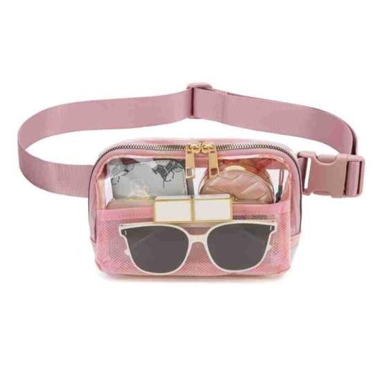 Belt Bag Large Capacity Water-Resistant Zipper Closure Stadium Approved Transparent Waist Bag