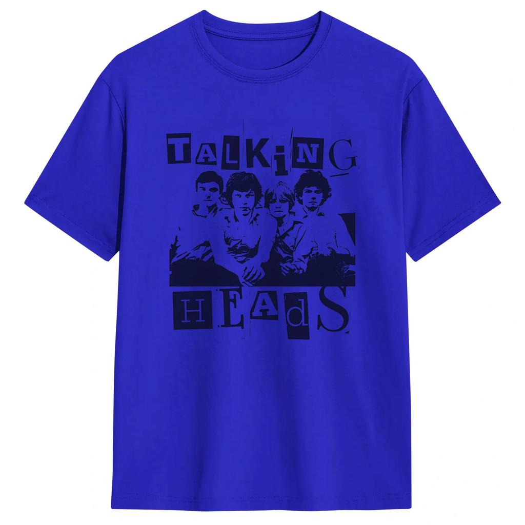 Funny Band Talking Heads Art TShirt for Unisex O Neck Pure Cotton T Shirts Short Sleeve Tee Shirt Adult Clothes