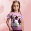 Cute Animal Rabbit 3d Printed Fun Girls' T-Shirt Children's Clothing Top Tee Baby Girl T-Shirt Summer Casual Short Sleeve
