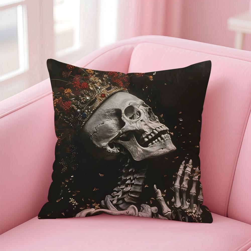 Gothic Skull Gothic Creepy Bloodcurdling Cushion Cover Pillow Case Soft Skin Friendly Fabric Concealed Zipper