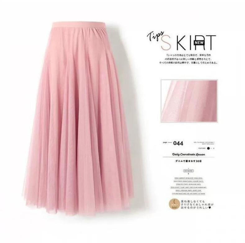 Womens Solid Pleated Elegant Midi Elastic Waist  Skirt