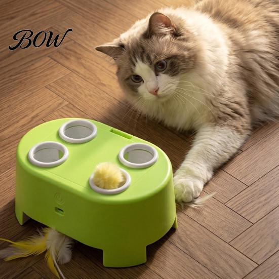 Electronic Cat Whack-a-Mole Toy Interactive Toy, Whack a Mole Feather with Automatic 3 Modes, Rechargeable Kitten for Indoor Bored Cats