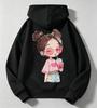 Trendy kids hoodie with lovely cartoon girl graphic, lightweight breathable fabric, perfect for school, daily activities and family trips all year.