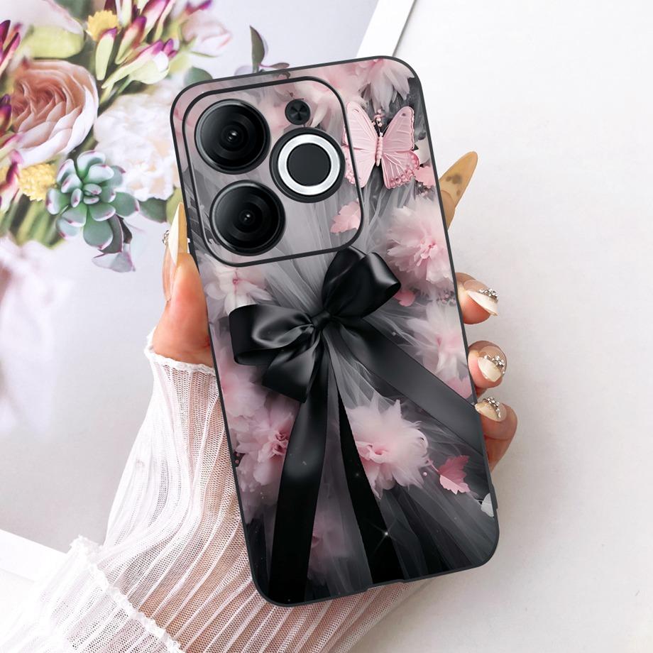 For Itel A80 A90 A95 A70 A60 A60s Phone Case Matte Soft TPU Bumper Cover Cool Cartoon Luxury Butterfly Flower Bow Pattern Funda