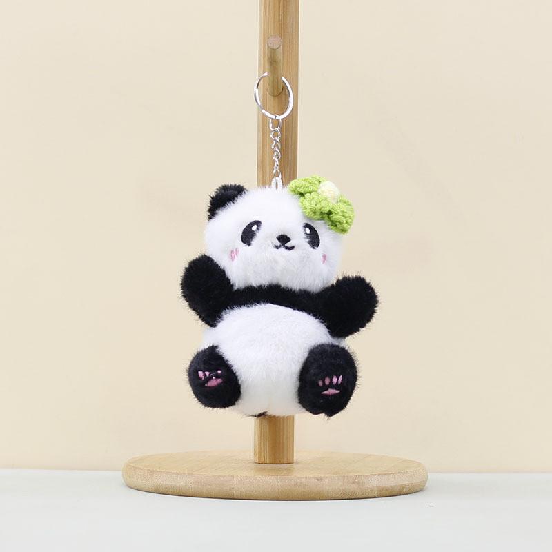 Flower Head Cute Red Panda Keychain Cartoon Girl Backpack Pendant Decorative