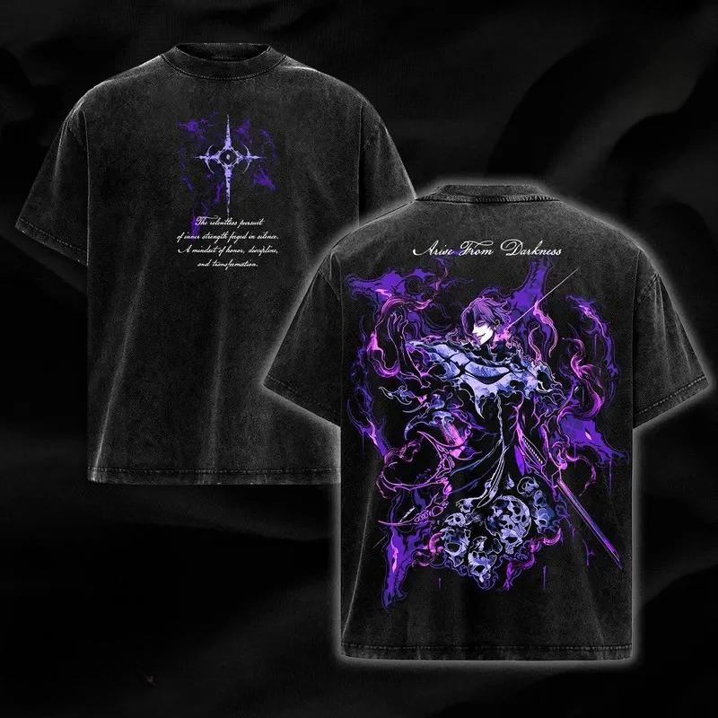 Kyoraku Shunsui Print T-shirt Anime BLEACH Clothing Men Women Cotton Tshirts Retro Washed T Shirt Harajuku Unisex Casual Tops