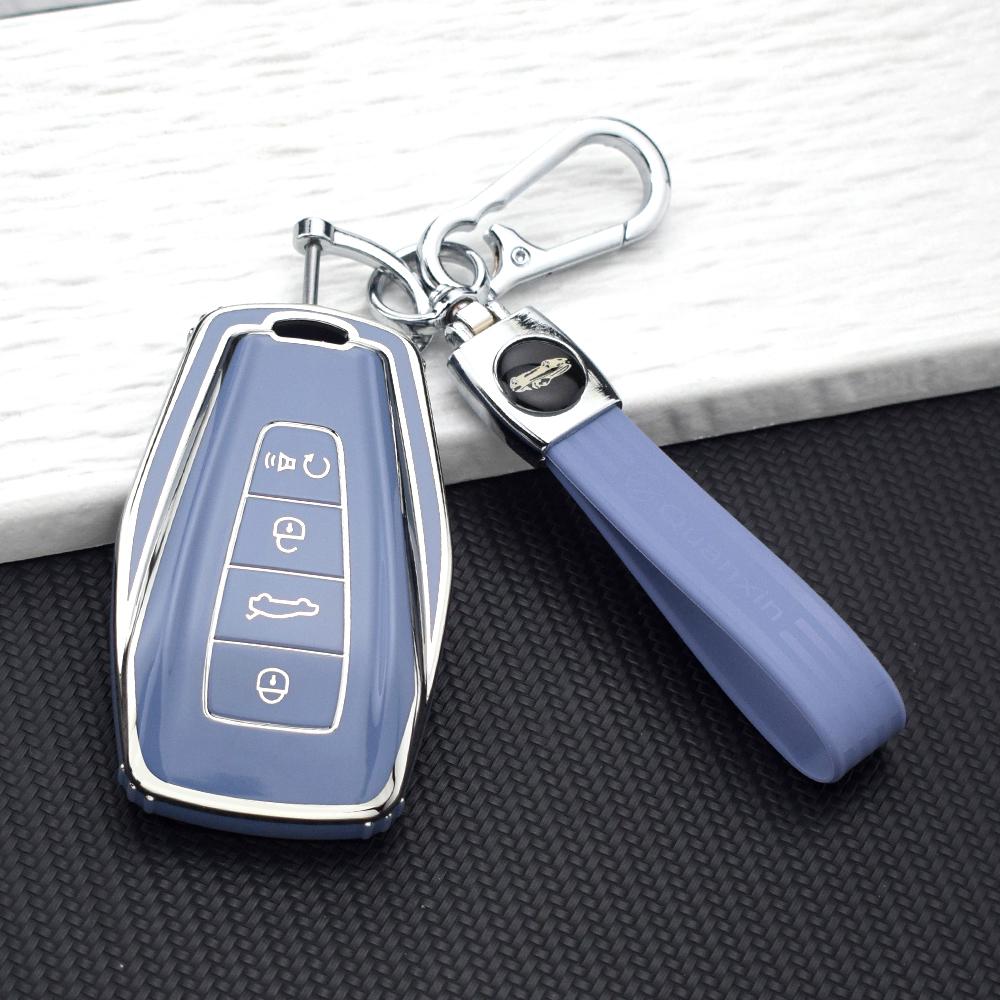 Чехол для автомобильного ключа для Geely Coolray Atlas Boyue Nl3 Emgrand X7 Ex7 Gt Gc9 Borui Мягкий ТПУ Держатель для защиты ключа Набор брелоков