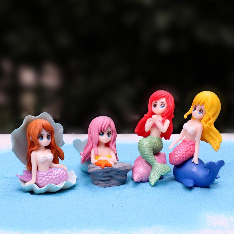 Beautiful Shell Mermaid Princess Figurine Decoration Fish Tank Ornament Diy Cake Decor Desk Craft Accessories Miniature Figurine