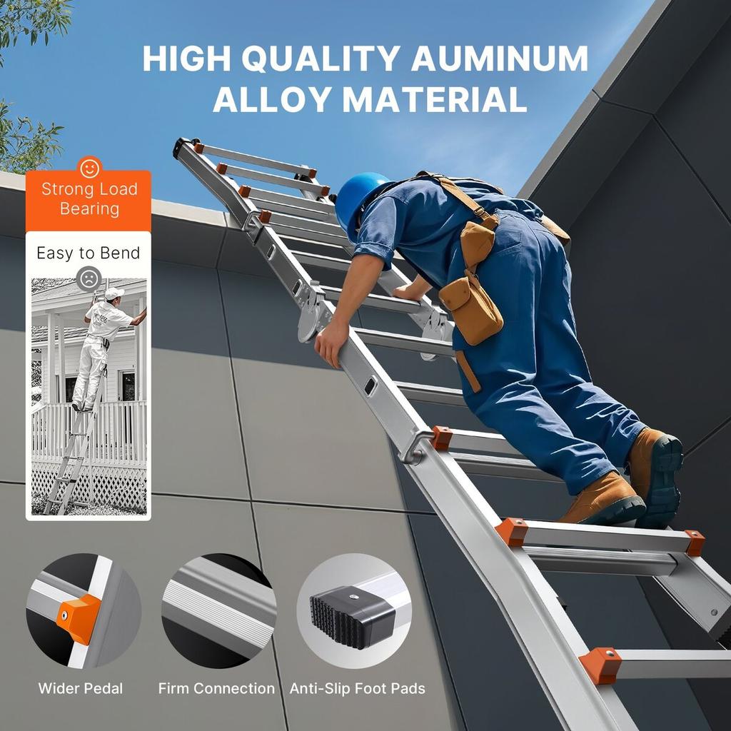 Telescoping Ladder A Frame 15 FT Extension Multi-Function for Homework