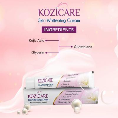 Kozicare Осветляющий крем-лосьон для кожи, нелипкий | Обогащен 3% койевой кислотой, 1% альфа-арбутином, 1% глутатионом, 2% ниацинамидом, 2% витамином С | B