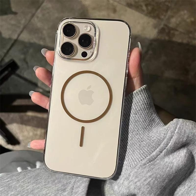 Thin Ring Magnetic Suction Suitable for IPhone16 Apple 14 Mobile Phone Case 15 ProMax New 12 Transparent 13 Protective Case Trend