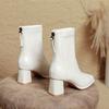 White French small short boots women's spring and autumn single boots 2025 autumn and winter new women's thin boots thick heel square head high heel b