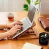 Adjustable Laptop Stand Wooden Foldable Computer Riser with Ventilation Slots Load-bearing Computer Holder Desk Organizer for Home Office Student Use