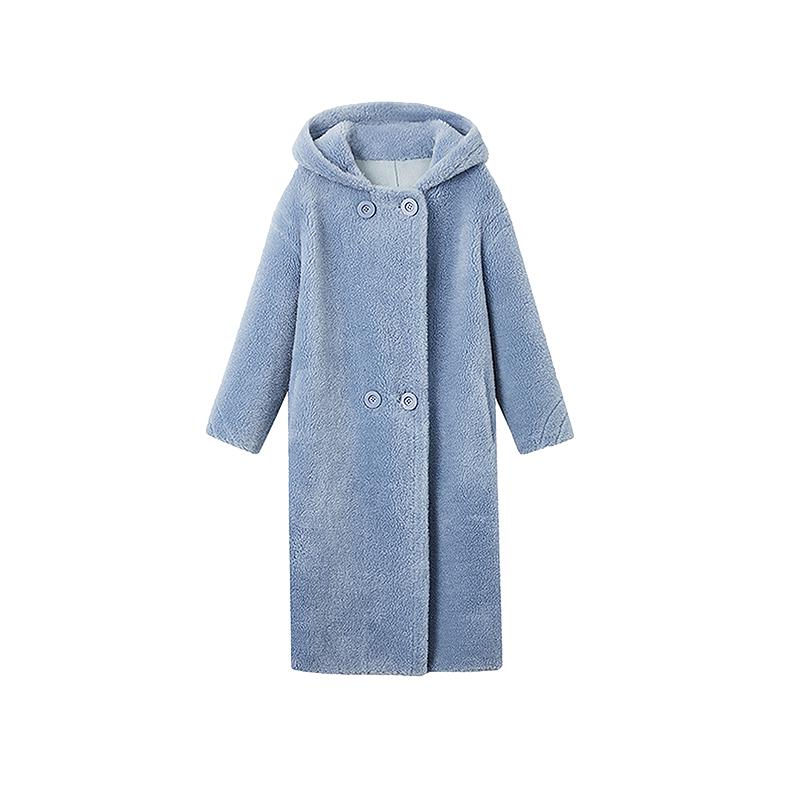 Женское пальто Langzi в французском стиле с капюшоном, 100% шерсть, средней длины