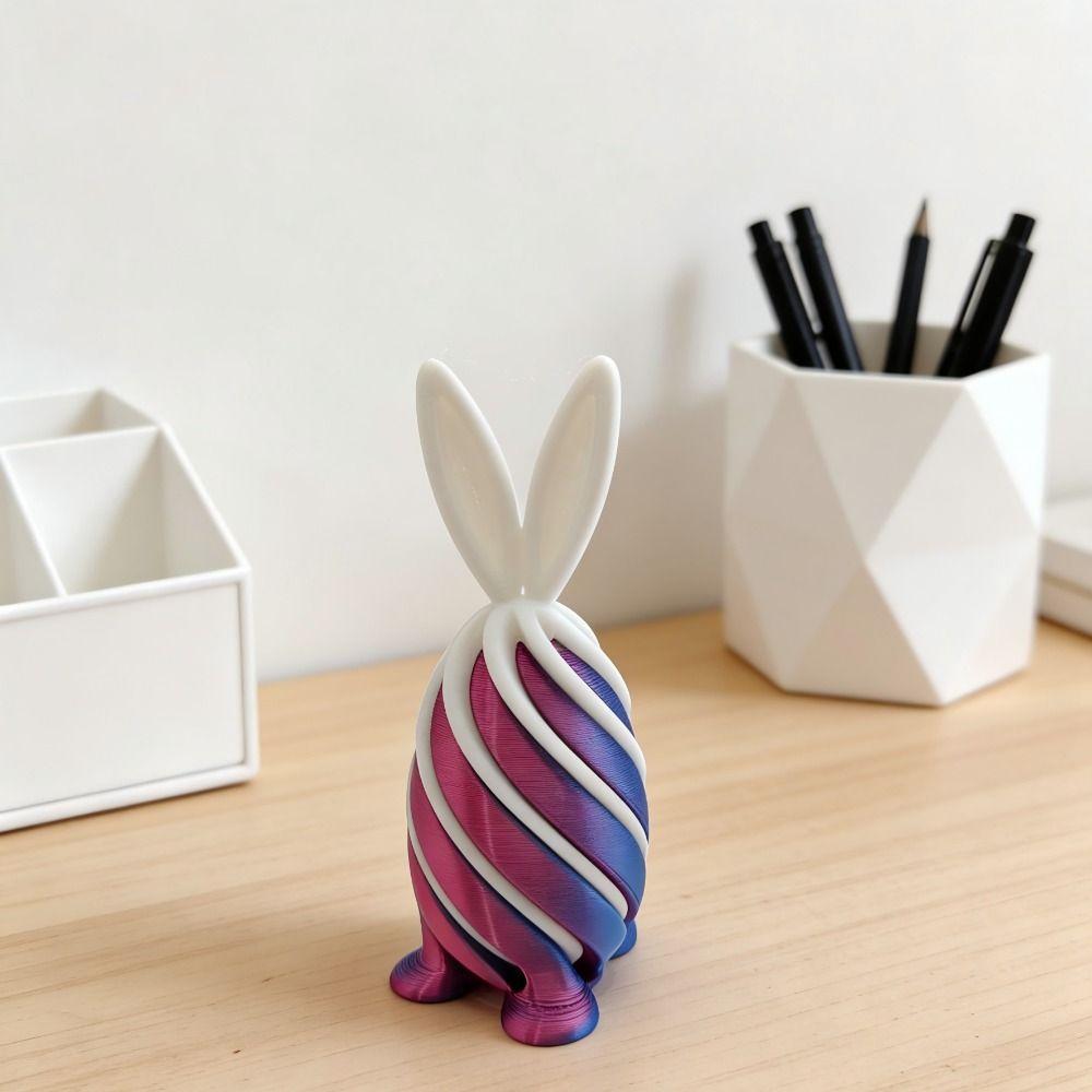 Spiral Cone 3D Printed Easter Bunny Decompression Easter Basket Stuffers Rotating Rabbit Egg Colorful Ornaments