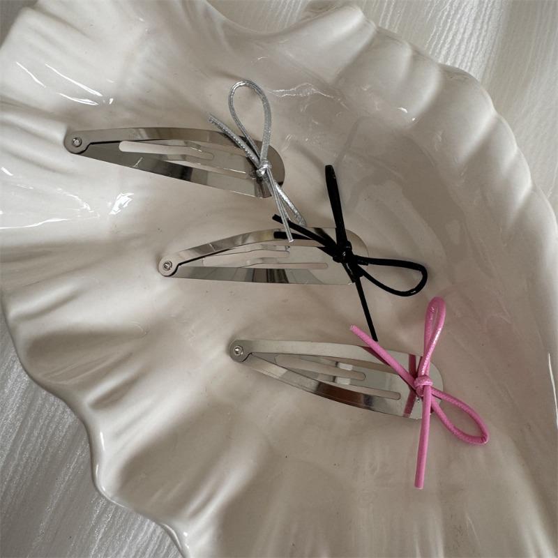 Thin rope bow personalized silver fabric bow large intestine circle love hair rope leather hair accessories new hair loop