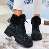 Women Leopard Platform Fur Ankle Boots High Heels Shoes Winter 2025 Brand Trend New Gladiator Short Plush Warm Snow Botas Mujer