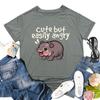 Bouncing Pig Moo Deng Персонализированные модные принтованные женские топы с круглым вырезом, свободные хлопковые футболки с коротким рукавом для женщин