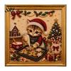 Creative Hobby for Women Christmas Cat Faux Pearl Art Kit with Frame, Kitty Painting DIY 3D Craft Kit, Bead Wall Adults, Handmade Home Holiday Decor