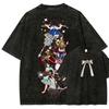 Alice Madness Returns Винтажная стираная футболка с графическим принтом Унисекс Круглый вырез Короткий рукав Хлопок Повседневная Уличная мода Футболки Топы для мужчин женщин