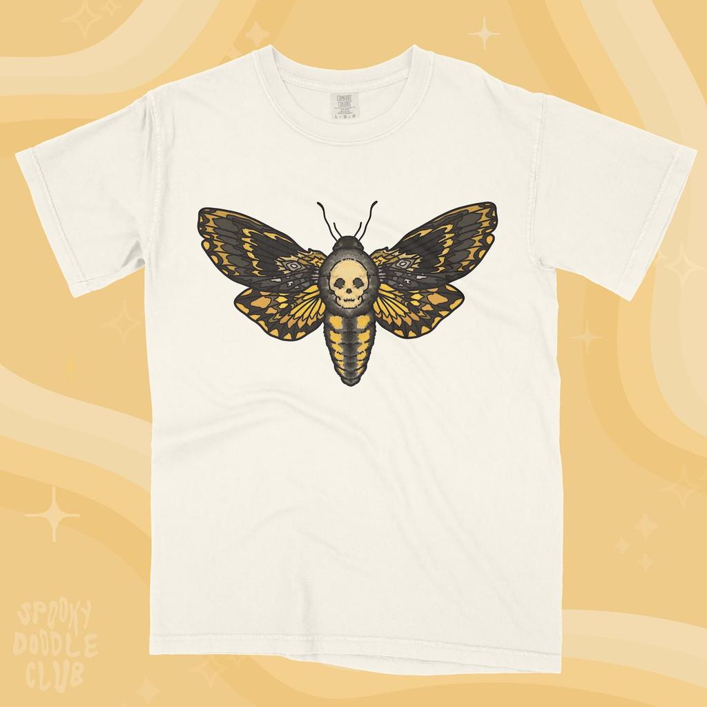 Skull Moth T Shirt Death Head Hawkmoth Creepy Bug Art Goth Horror Mens Tracksuit Cotton Shortsleeved Tops Crew Neck Sportswear