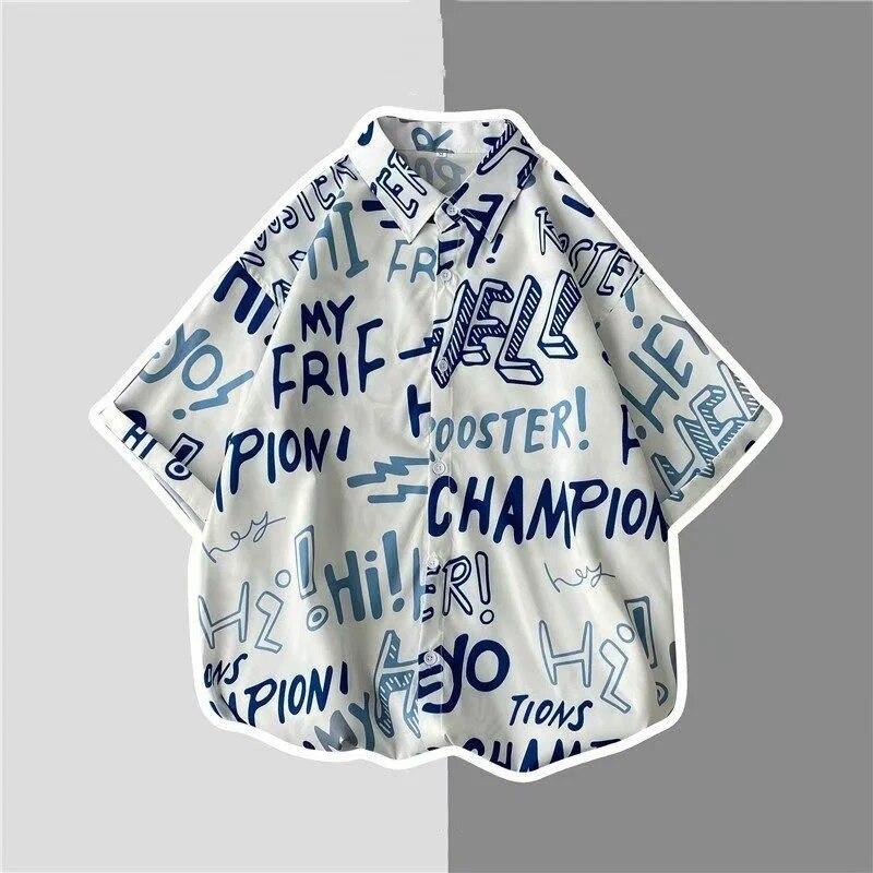 Винтажная мужская гавайская рубашка с коротким рукавом и цветочным принтом для отдыха, пляжная рубашка, модная повседневная свободная одежда на пуговицах с принтом, солнцезащитная одежда, топы