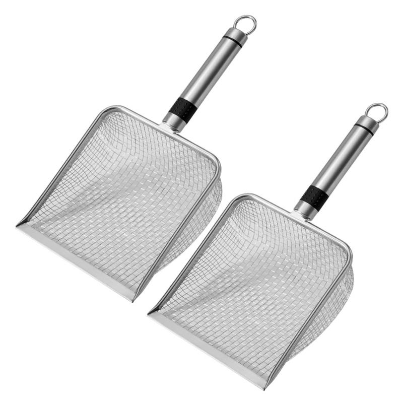 2 шт. Лопатка из нержавеющей стали для кошачьего туалета с ручкой из нержавеющей стали Инструмент для чистки домашних животных Разделение почвы и песка