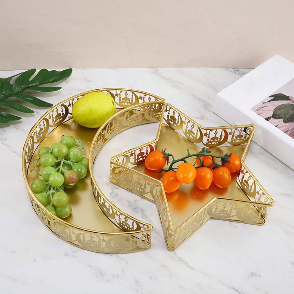 Iron Material Dessert Tray Moon Star Shaped Food Storage Container Dinner Plate Table Decor
