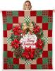 Merry Christmas Throw Blanket Watercolor Cartoon Xmas Trees Fleece Blanket for Kids Teens Adults Winter Snowflake Decor New Year