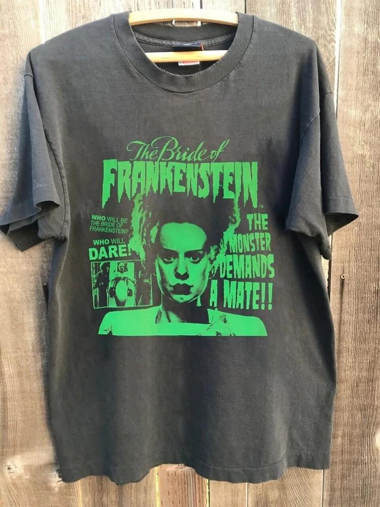 The Bride Of Frankenstein Horror Movie 90s Green amp Charcoal Unisex Shirt S5XL Unisex T-Shirt