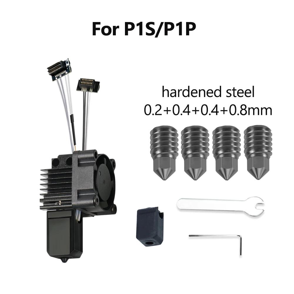 For Bambu Lab P1s Upgrade Hotend V2 with Fan P1P Thermistor Complete P1S 0.2 0.4 0.6 0.8 Hotend P1P Accessories 3D Printer Parts