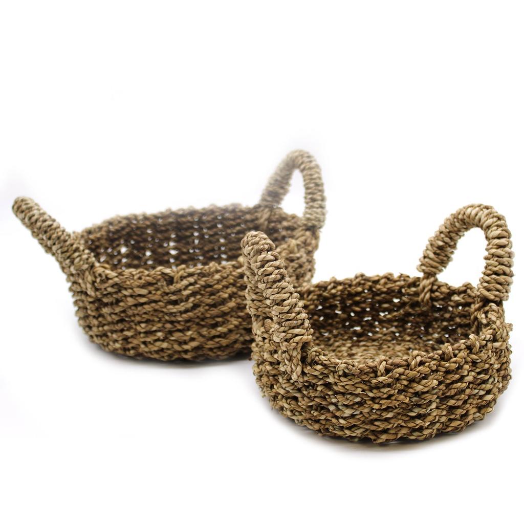 Natural Seagrass Baskets, Set of 2