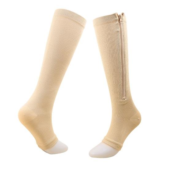 1 пара компрессионных чулок с застежкой-молнией, однотонные мужские и женские компрессионные носки 15-20 мм рт. ст., компрессионные чулки с градиентным давлением