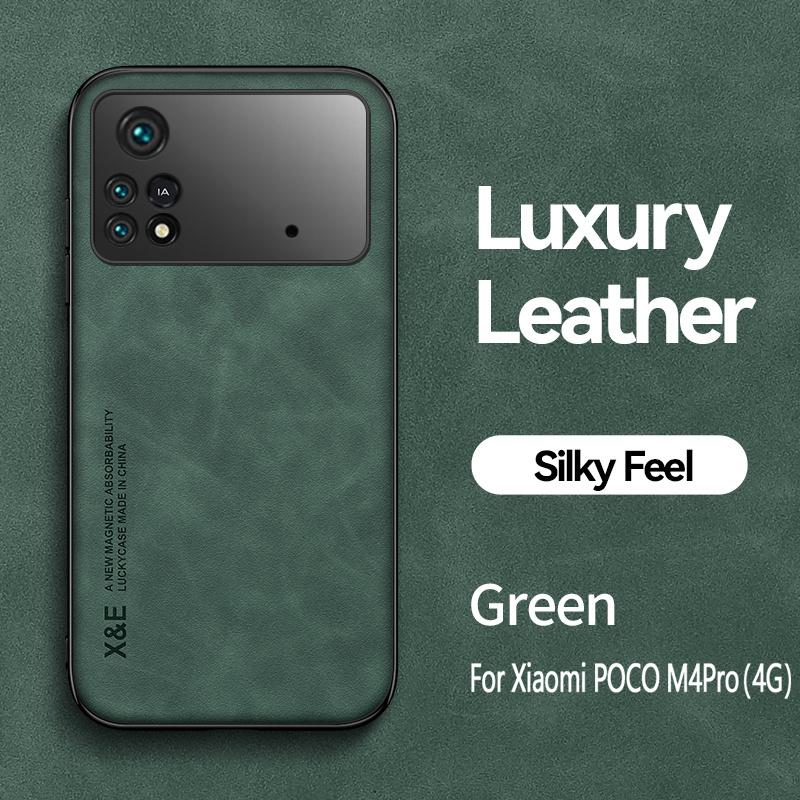 For Xiaomi Poco M4 Pro 4G Case Magnetic Holder Silicone Phone Case For PocoM4Pro Poko Little M 4 Pro M4Pro 4G Leather Back Cover