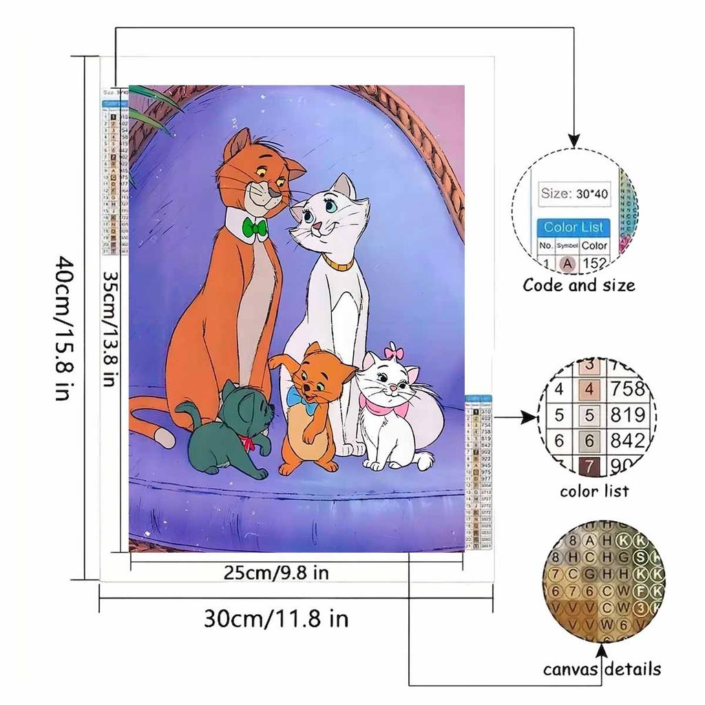 Disney 5D Алмазная мозаика Кошачьи приключения Декор Сделай сам Полная алмазная мозаика Инкрустация Набор для вышивания крестом Подарок