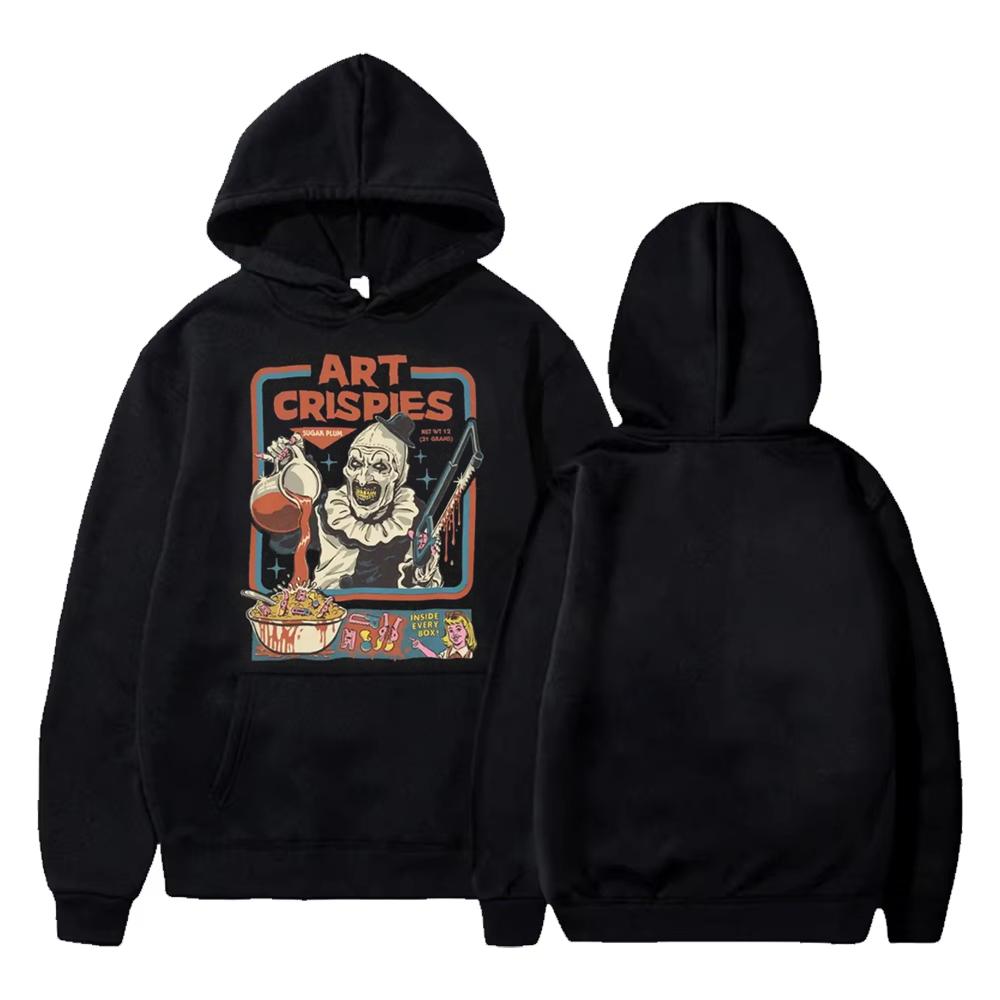 Худи Art Crispies Terrifier Клоун Одежда Мужская Женская Одежда Пуловер Модный Ретро Хоррор Худи Принт Толстовка Топ Оверсайз